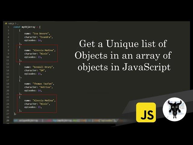 Get a Unique List of Objects in an Array of Object in JavaScript