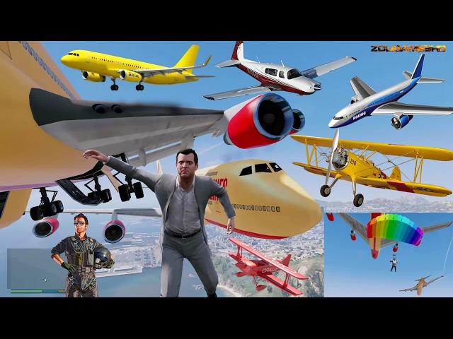 GTA V: From Every Airplanes Pilot Jumps out Before the Plane Crash Compilation