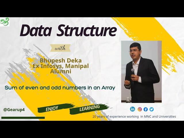 Sum of Even and Odd numbers in an Array using C programming