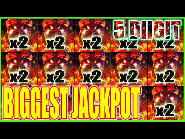 We Hit The BIGGEST JACKPOT Ever on High Limit Tiki Fire Lightning Link Slot