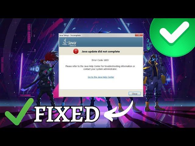 Fix Java Error Code 1603 || Java Install Did Not Complete Error Code 1603 || Java Setup Incomplete