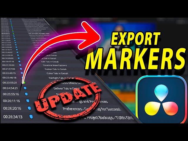  UPDATED 2024  How to Export MARKERS in DaVinci Resolve 18.6.5  (& Make YouTube Chapters)