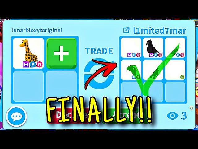 HUGE WIN! FINALLY I TRADED MY MEGA GIRAFFE FOR THESE COOL PETS! + TRADED MY MEGA UNICORN! #adoptme