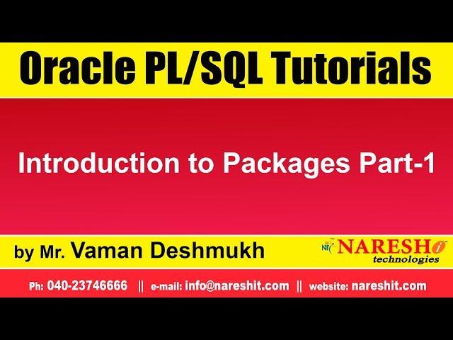 Oracle PL/SQL Tutorials | Introduction to Packages Part-1| by Mr.Vaman Deshmukh