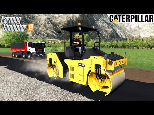 Farming Simulator 19 - CATERPILLAR CB44B Compactor Roller Compaction of Asphalt