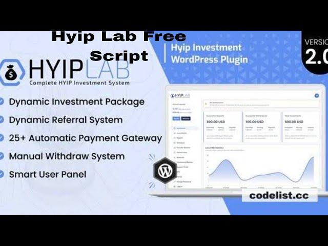 Hyip Lab Investment Website System Website Free Script With Admin panel ll Hyip Lab Free PHP script