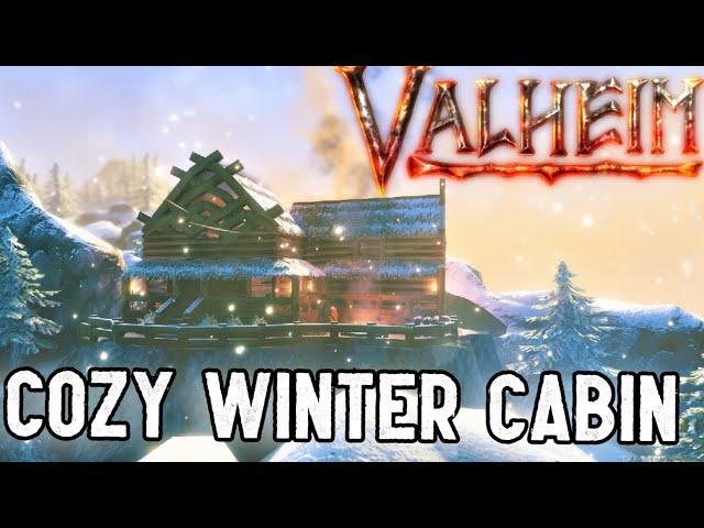 Valheim | How To Build A Cozy Winter Cabin | Mountain Log Cabin