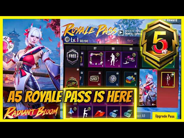 A5 ROYAL PASS IS HERE - 1 TO 100 REWARDS AND 3.0 UPDATE ( BGMI )