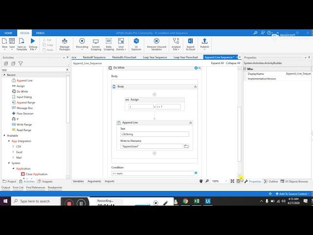 23  Do While Activity|Use Append Line  and print Value in Notepad in uipath in Hindi.