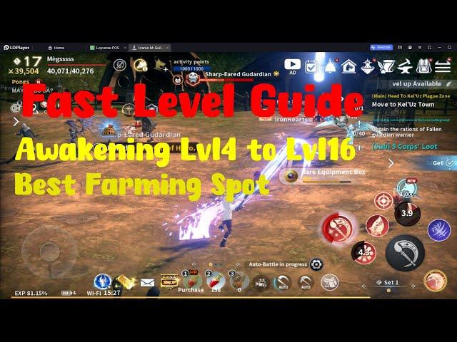 Level up fast on this spot Awakening1 Lvl4 - Lvl16 - Icarus M Guild Wars