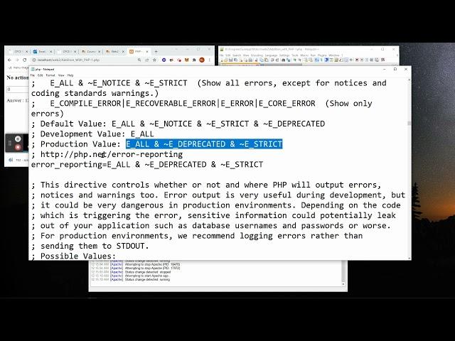 XAMPP, PHP.ini - error_reporting
