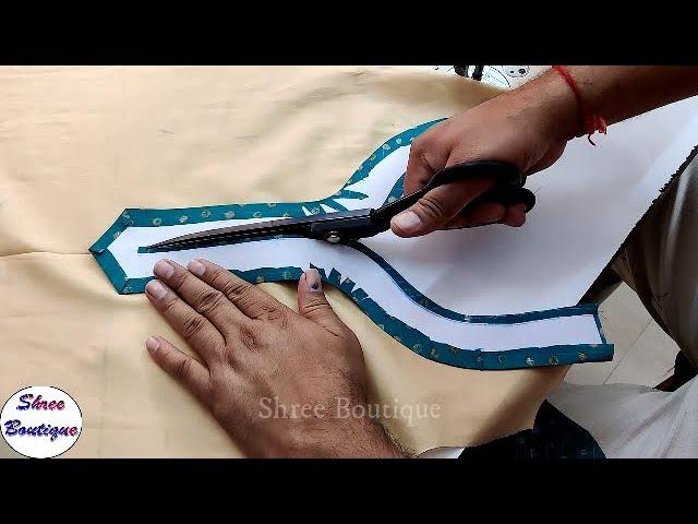 Fashionable front neck designing | with piping dori and Potli Buttons