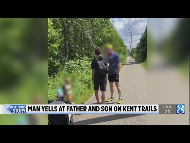 Video shows cyclist tell dad to put his toddler 'on a leash' on Kent Trails