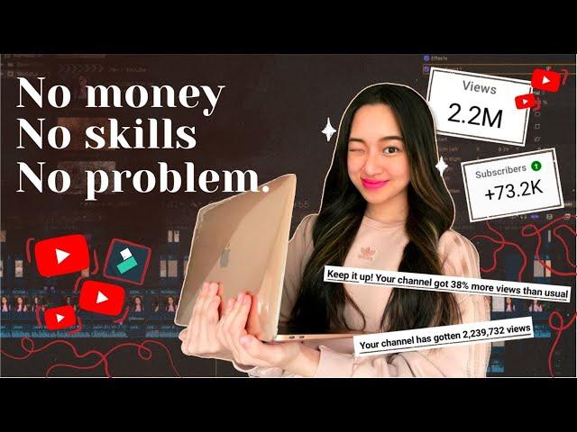 HOW TO START A YOUTUBE CHANNEL with no money, skills or talent  + giveaway (2021)