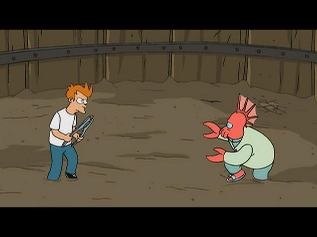 Fry fights Zoidberg