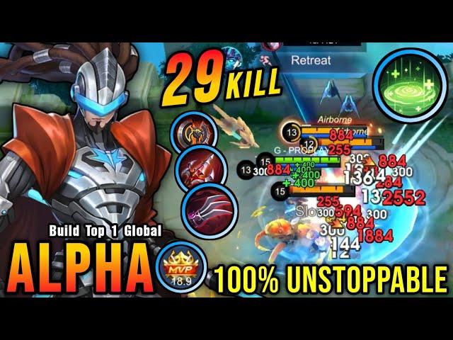 29 Kills!! OP LifeSteal Alpha + Revitalize META 100% Unstoppable!! - Build Top 1 Global Alpha ~ MLBB