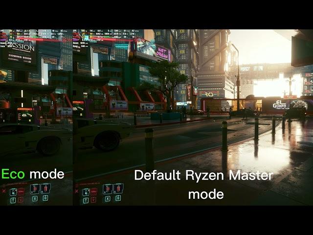 Cyberpunk 2077 | Ryzen 7 5700x Radeon RX 7900 XT 1440p | Eco Mode vs. Default Ryzen Master