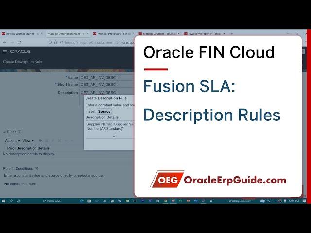 SLA: Description Rules – Part of Oracle Fusion Subledger Accounting Cloud Course [See Description]