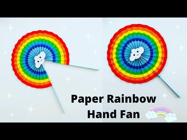 How To Make Paper Rainbow Hand Fan For Kids / Nursery Craft Ideas / Paper Craft Easy / KIDS crafts