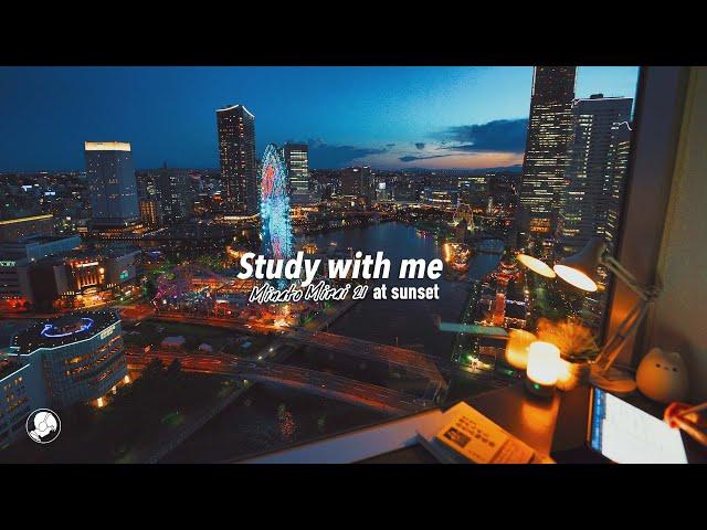 3-HOUR STUDY WITH ME  / calm lofi / Yokohama at Sunset / Pomodoro 25-5