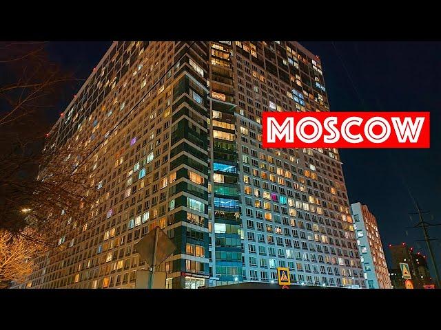 Moscow street walk. Serene everyday life of the evening city.(subtitles)