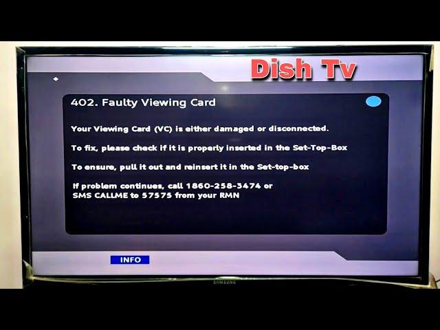 402 Faulty Viewing Card Problem Dish Tv | 401 Viewing Card Not Found | Dish Tv Faulty Viewing