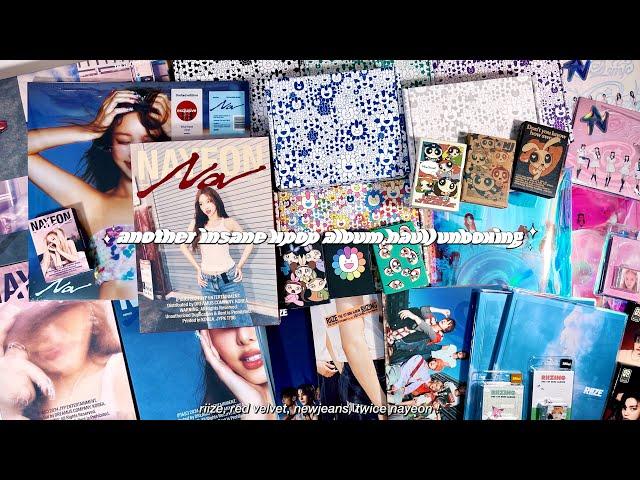 another insane kpop album haul + unboxing  riize, red velvet, newjeans, twice nayeon !