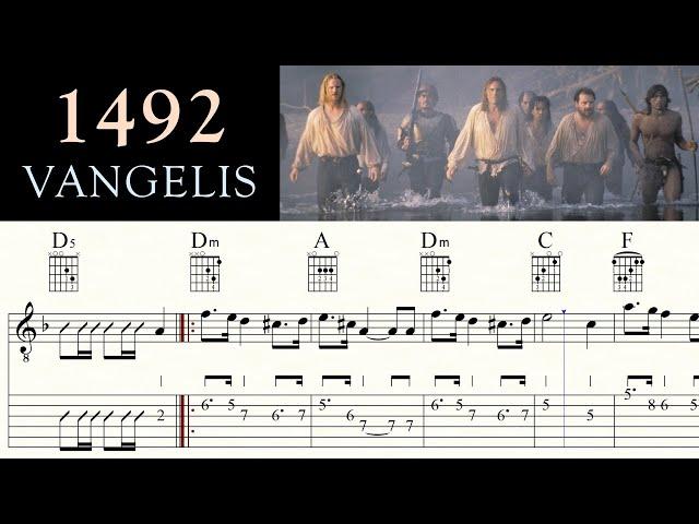 1492 | CONQUEST OF PARADISE | VANGELIS | Guitar Tutorial | Chords & Melody | Sheet Music & TAB