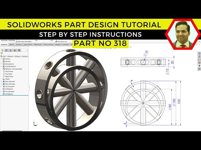 SolidWorks Part Design Tutorial | Step-by-Step Workflow for Complex Features | Part No 318