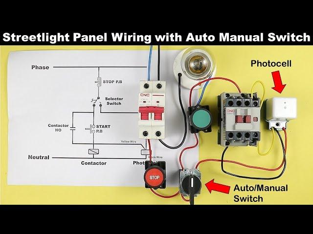 Streetlight Panel Connection with Auto Manual Switch and Photocell Sensor @TheElectricalGuy