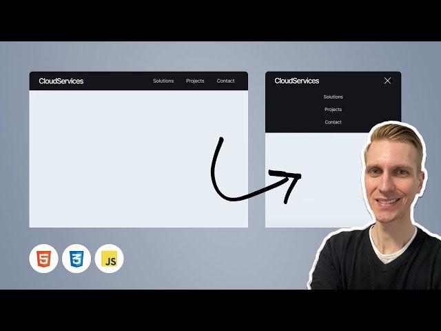 Responsive Navbar With Animated Hamburger Menu (HTML, CSS & JS)