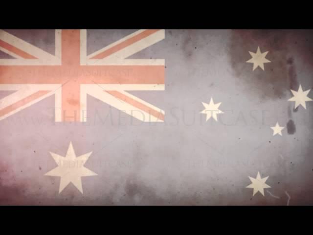 Grungy Retro Old Film Australian Flag Loop With Audio HD