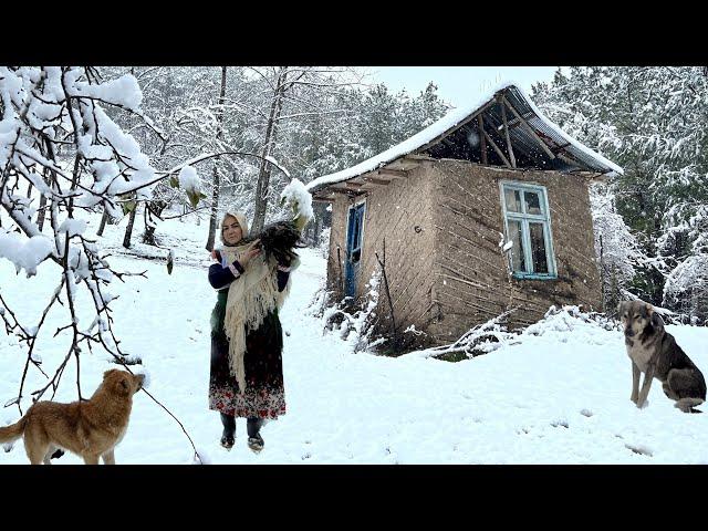 Daily Village Life in a Snowy and Cold Winter Day