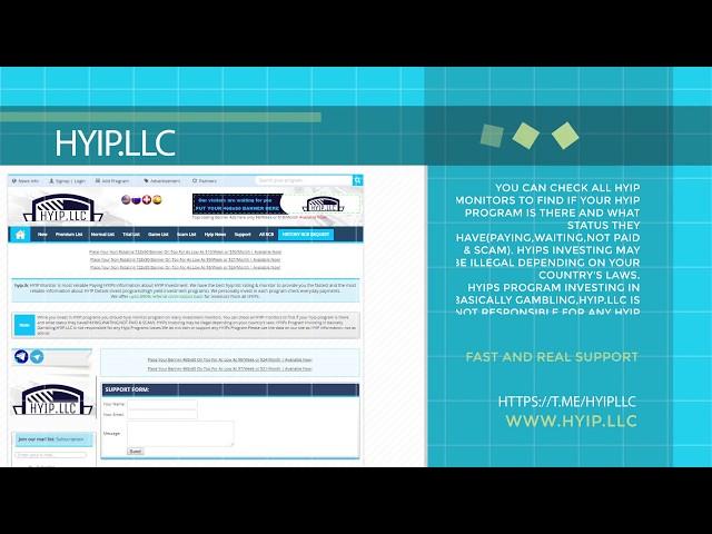 HYIP Monitor: HYIP.LLC | Trusted Paying HYIPs Monitor | Bitcoin HYIPs investments