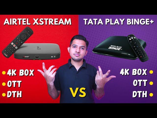 Airtel Xstream Box Vs Tata Play Binge Plus4K Android Box - Best OTT PlansWhich One To Buy ? 