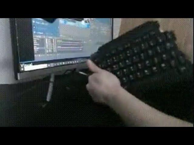 Dressurf Breaks a office keyboard.