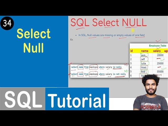 #34 Select Null Statement in SQL | SQL Tutorial