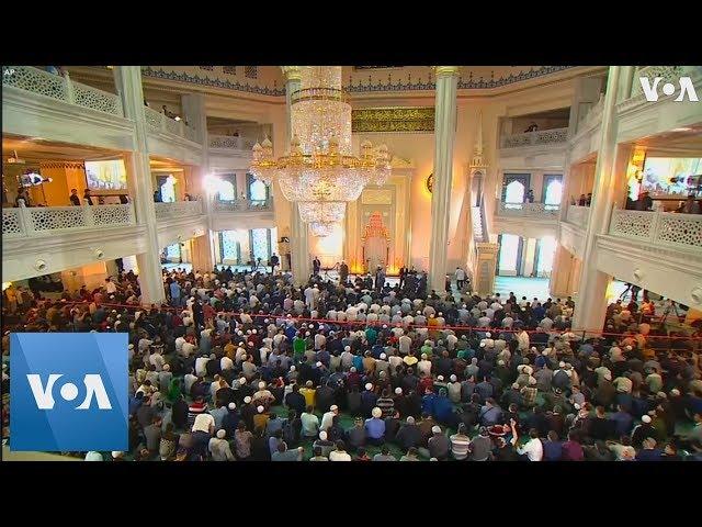 Huge Crowds Fill the Streets for Eid al-Fitr Prayer in Moscow, Russia