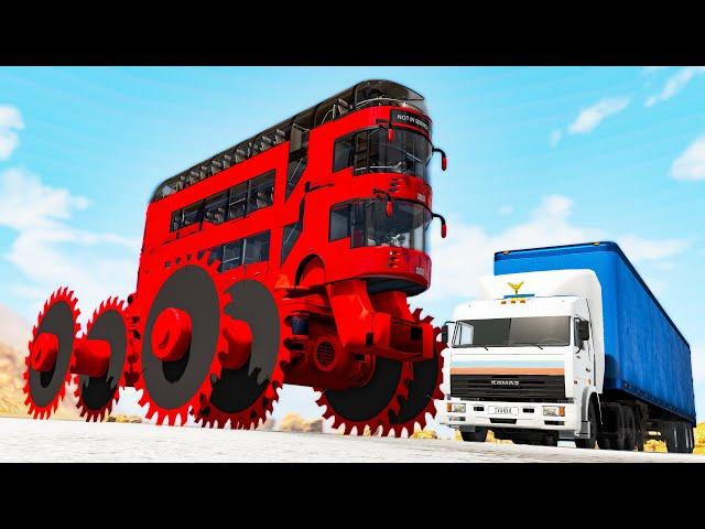 Giant Wheel Saw Monster crushes cars - Beamng drive