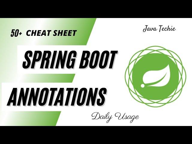 Interview QA | 40+ Spring & Spring Boot Annotations Everyone Should Know | JavaTechie