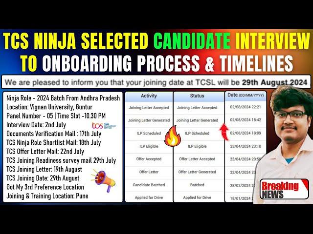 TCS NINJA SELECTED CANDIDATE INTERVIEW TO ONBOARDING COMPLETE SELECTION PROCESS & DETAILED TIMELINES