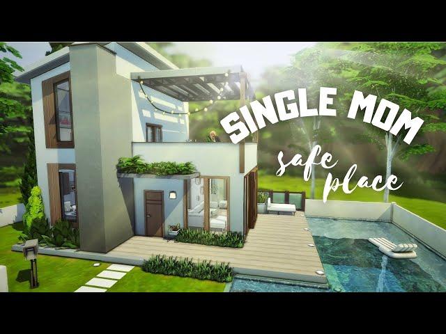 SINGLE MOM TINY HOUSE  | MODERN WOODEN STYLE | The Sims 4 Speed build with Calming Sounds