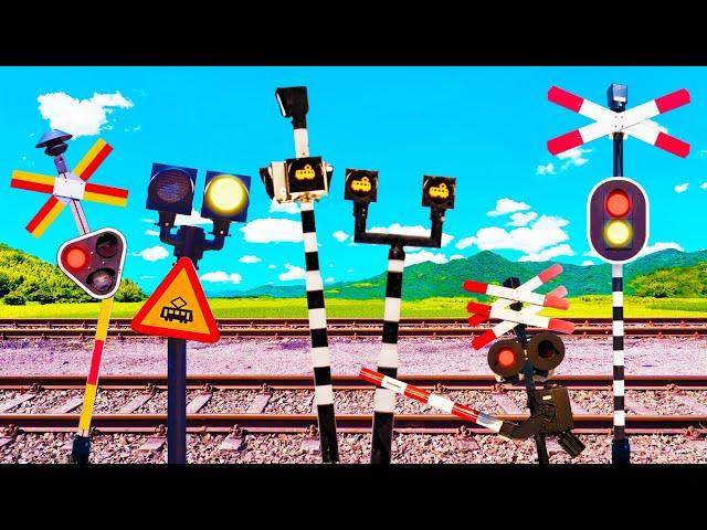 【踏切アニメ】路面電車と一緒にふみきりカンカンTram crossing and Railroad crossing!!