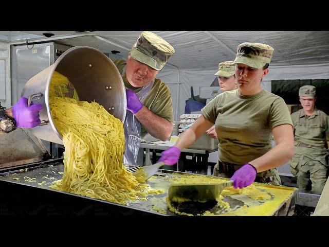 How US Army Cooks Handle Crazy Rush Time in Tiny Field Kitchen