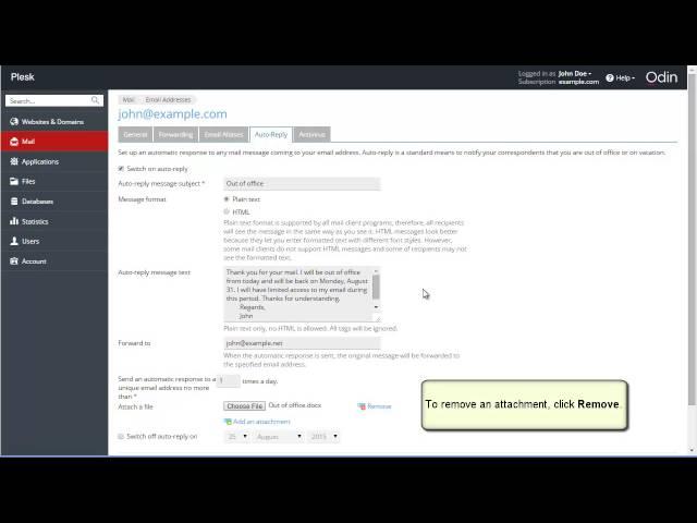 Plesk 12.5 Tutorials - How to do mail responders
