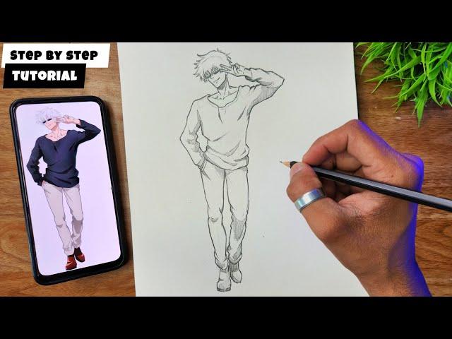 How To Draw Satoru Gojo Full Body Drawing Step By Step Tutorial @AjArts03