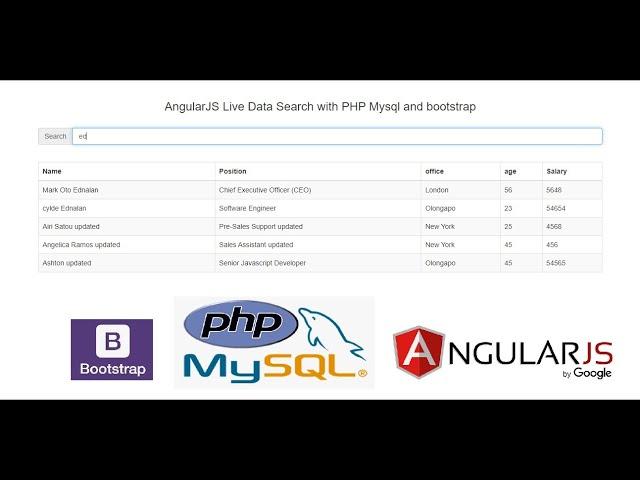 AngularJS Live Data Search with PHP Mysql and bootstrap