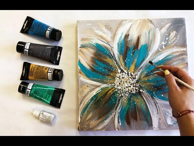 Abstract Flower Painting Demonstration Acrylic Easy Techniques