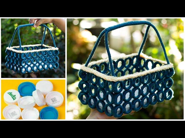 diy how to make a basket from plastic bottle caps