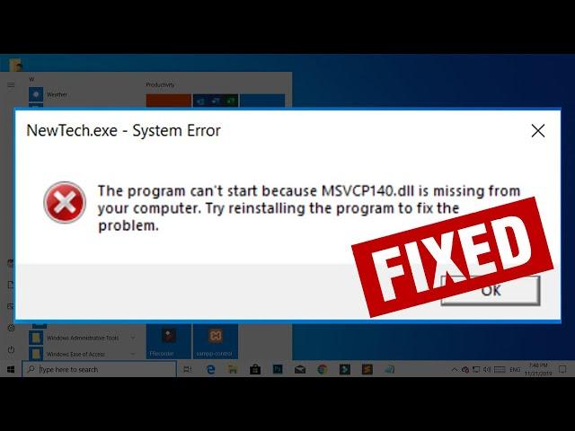 FIX - The program can’t start because MSVCP140.dll is missing from your computer | System Error